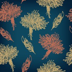 Seamless vintage pattern with chrysanthemum