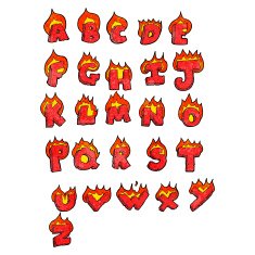 cartoon burning alphabet N2