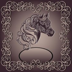 Vintage Card Decorative Horse with Patterned Mane