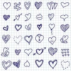 Heart doodle set N3