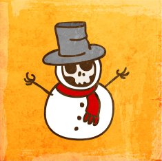 Snowman With Skull on Grunge Background