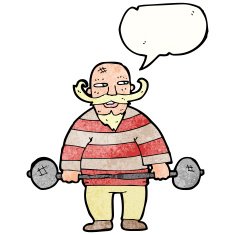 cartoon retro circus strong man N2