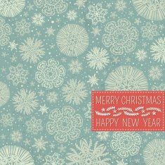 retro christmas background with snowflakes and label for text