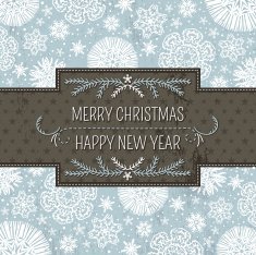 blue christmas background with snowflakes and label for text N2
