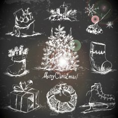 Hand-drawn New Year and Christmas set N6