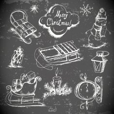 Hand-drawn New Year and Christmas set N7