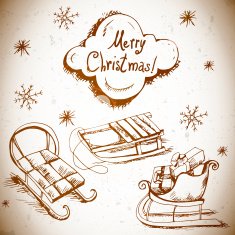 Hand-drawn New Year and Christmas set N8