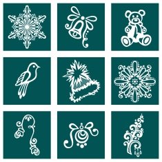 Set of Deco Ornamental Winter Objects (Vector)