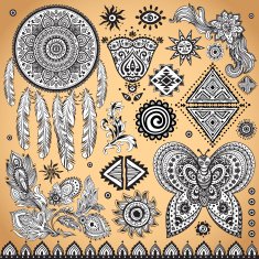 Tribal vintage ethnic pattern set N3