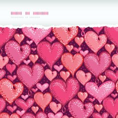 Red Valentine's Day Hearts Horizontal Torn Seamless Pattern Background
