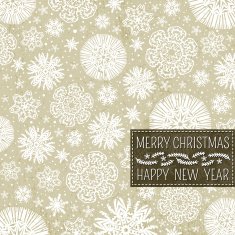 beige christmas background with snowflakes and label for text