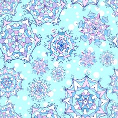 Snowflakes pattern with snow blue background