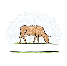 Sketch of ornamental cow for your design N2