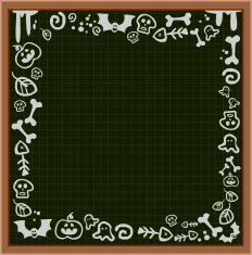Illustration Little Drawings about Halloween on Blackboard