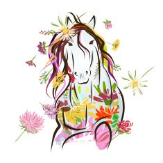 Floral horse for your design Symbol of 2014 year