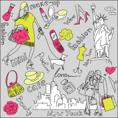Shopping in New York doodles N3