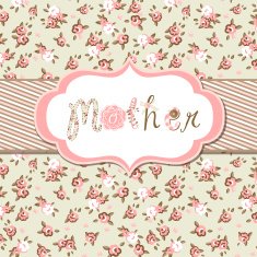 Hand drawn Vector floral frame with a word "mother"