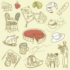 Food doodles Elegant cuisine N3