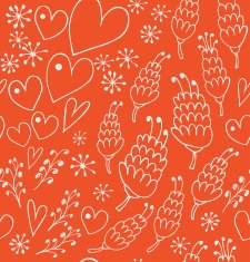 Doodle seamless patten with flowers and hearts