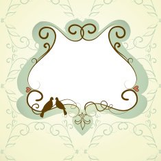 Vintage frame with two kissing doves N3