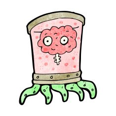 cartoon brain in jar N18