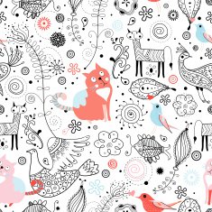 Seamless abstract background doodle floral pattern N2