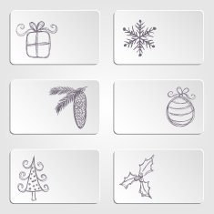 Banners with christmas doodles
