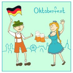 Traditional bavarian man and girl