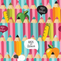 Seamless school pattern with speech bubbles and pencils N3