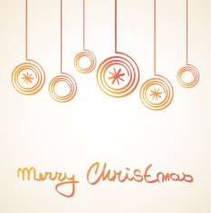 Merry Christmas Card with doodle balls