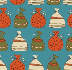 Holiday seamless pattern with sacks of gifts