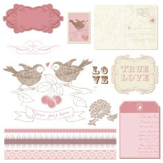 Scrapbook design elements - Birds in love N2