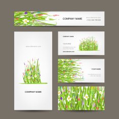 Business cards collection green meadow design