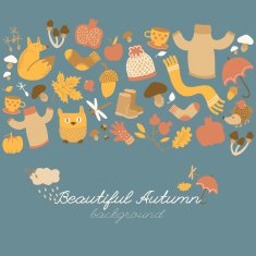 Autumn background Doodle style N5