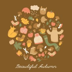 Autumn background Doodle style N6