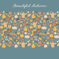 Autumn background Doodle style N7