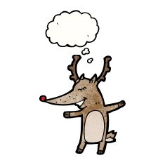 cartoon reindeer with thought bubble N23