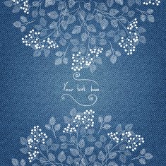 Banner on denim background with flowers N17