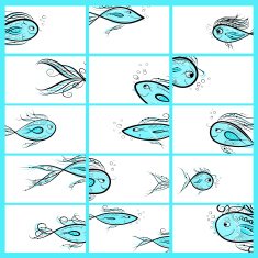 Cards template with fishes sketch