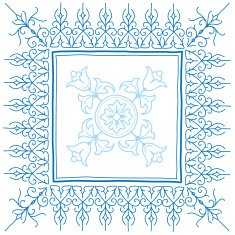 Vintage frame hand drawing in blue