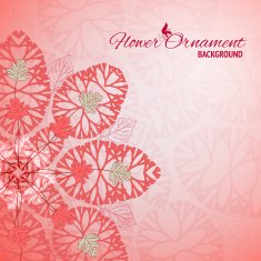 Red floral ornament vector background