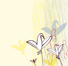 Birds as flowers Invitation greeting postcard design template Hand-drawn style N2
