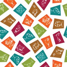 food and drinks icon stickers seamless on white N2