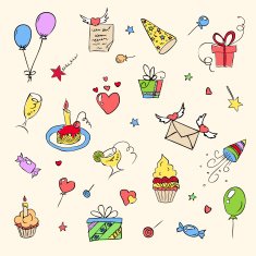 birthday elements hand drawn set N3