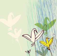 Birds as flowers Invitation greeting postcard design template Hand-drawn style N3