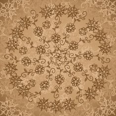 Flowers circle ornate background N2