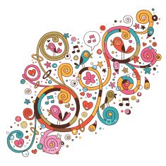 Swirls flowers hearts and birds N2