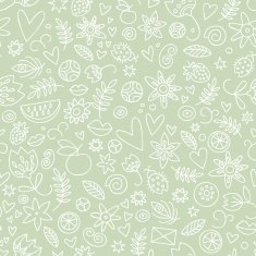 Seamless doodle love in green