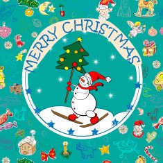 Christmas card over pattern N2