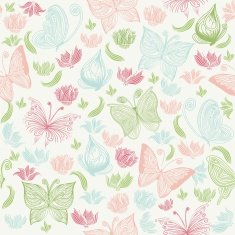 seamless floral pattern with butterflies